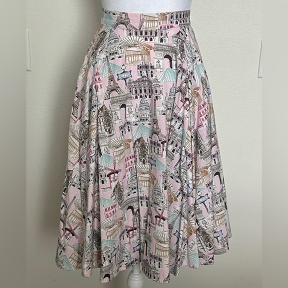 Audrey K Paris landmarks circle skirt women’s size M - Picture 1 of 9